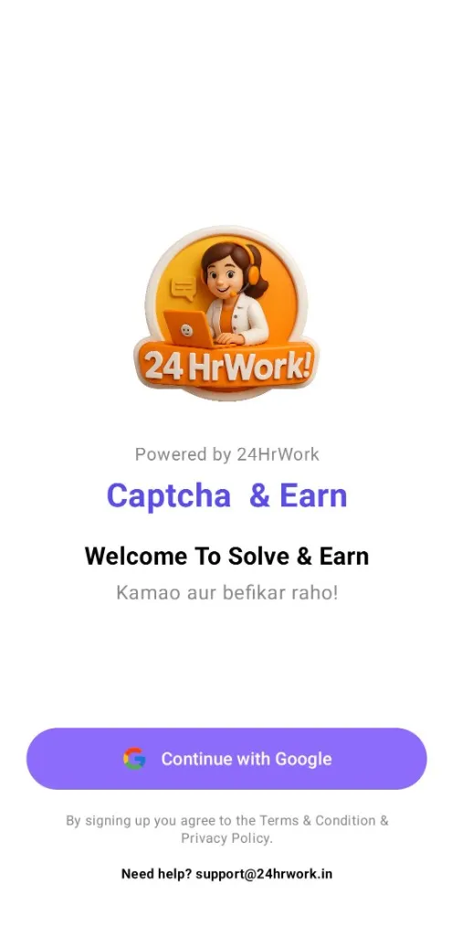 Solve Captchas and earn points login screen